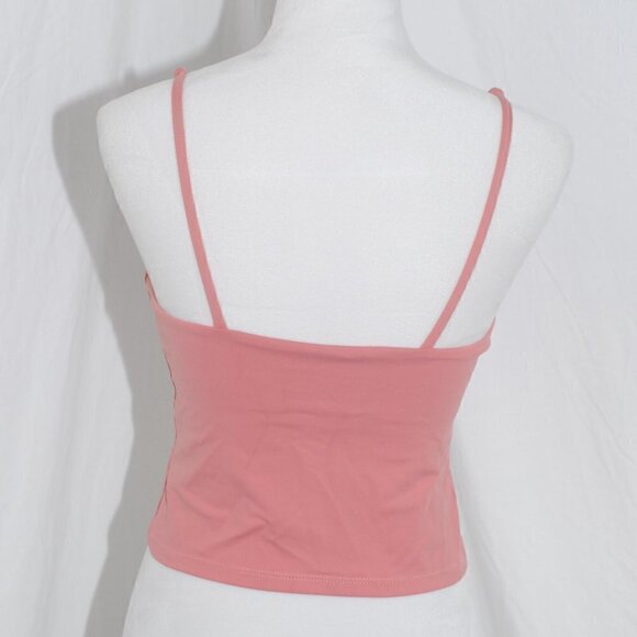 Built in Bra 15” pit to pit Womens Pink Crop Top GUC Bodycon Exercise Sports - Picture 2 of 5